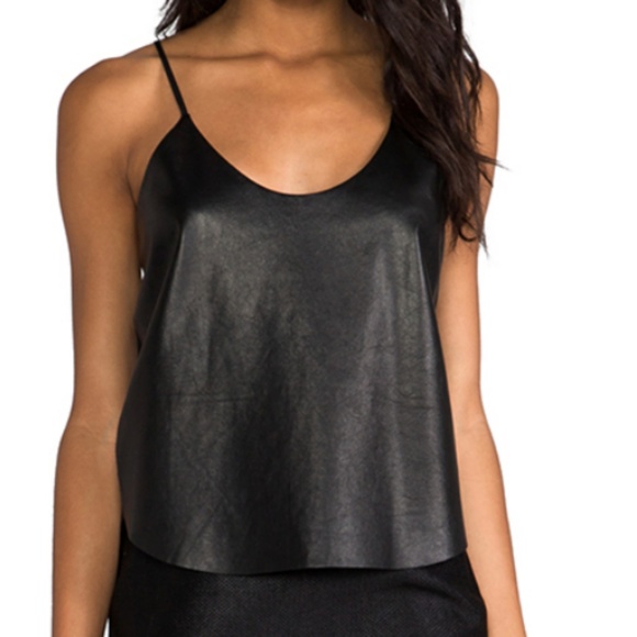 Mason Tops - Mason Black Crop Leather Tank Mason Tops - Mason Black Crop Leather Tank